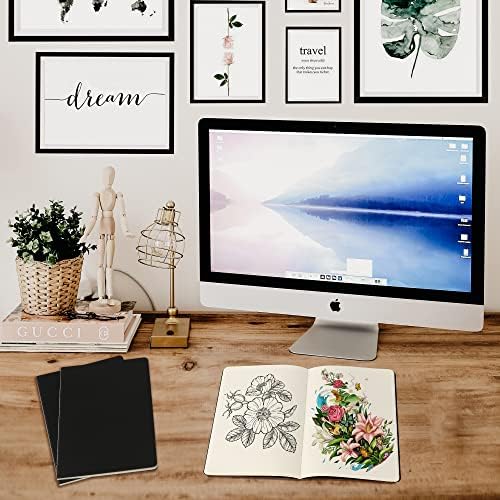 24 Pack Blank Notebook & Journal Bulk, Black Cover, Unlined Plain Thick Paper, A5 Size, 5.5x8.3 inch, 60 Page, Small Sketchbook Subject Note Pad Set for Women Men Kids Traveler Student Office