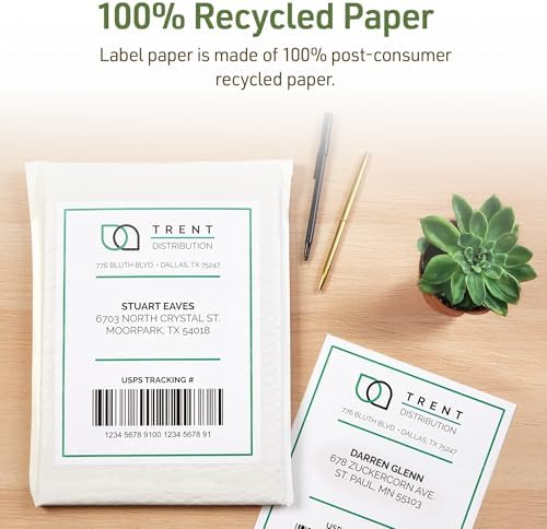 Avery® EcoFriendly Recycled Shipping Labels, 5.5" x 8.5" Half-Sheet Labels, White, Permanent Adhesive, Laser & Inkjet Printers, 20 Total, Great for Mailing, Product Merchandising, and More (48808)