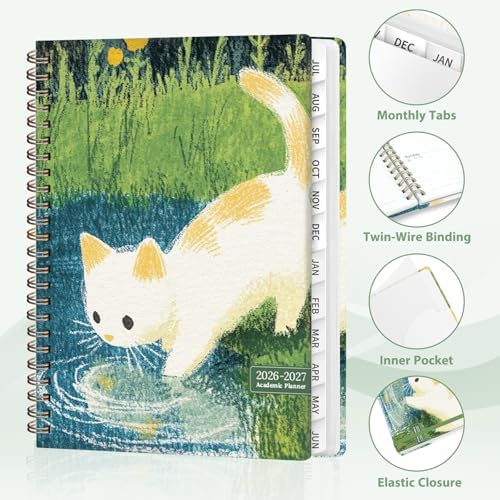 Planner 2026-2027, Weekly and Monthly Academic Year Calendar Planner, July 2026 - June 2027, Daily Agenda Book for Office School Supplies, A5(6.3'' x 8.5'')