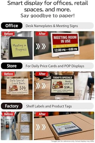 [Santek] EZ Sign NFC E-Paper Display – No Battery, Ultra-Thin 0.13”, Rewritable 4-Color Digital Display, App-Controlled (iOS/Android/PC), IP65 (White, 4.2 inch)