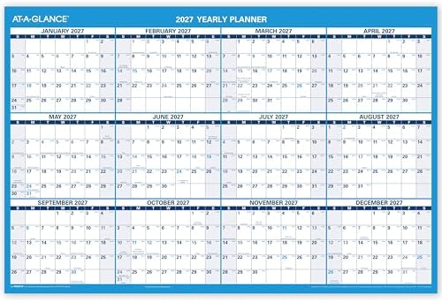 AT-A-GLANCE Dry Erase Calendar 2026-2027 Academic & Regular Year Wall Planner, 12-Month, 36" x 24", Double Sided, Horizontal (PM200P28)