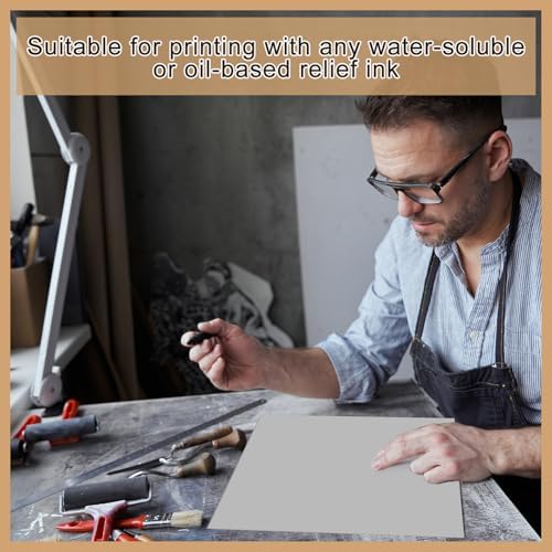 Yeaqee 8 Pcs Mixed Sizes Linoleum Blocks for Printmaking, Gray