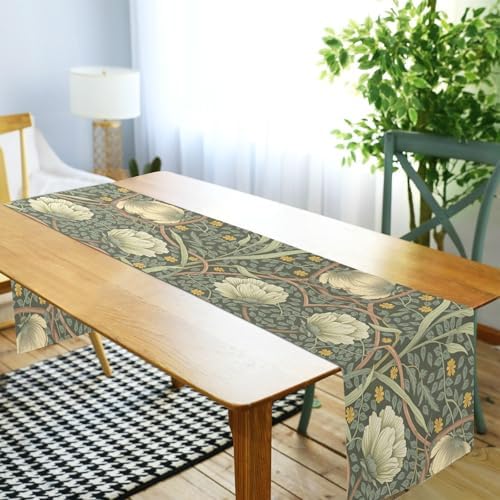 ALAZA Double-Sided William Morris Table Runner 18x72 Inches Long,Table Cloth Runner for Wedding Birthday Party Kitchen Dining Home Everyday Decor 6