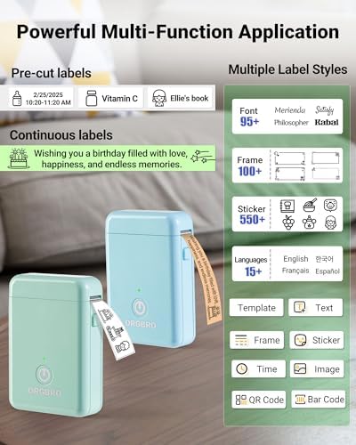 ORGBRO Label Maker, Bluetooth Label Maker Machine with Tape, X1-Green