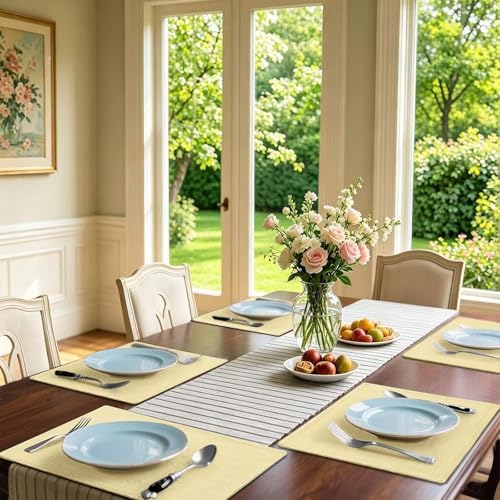 Homaxy Cloths Placemats for Dining Table Set of 4, 13" x 19", Lemon Yellow