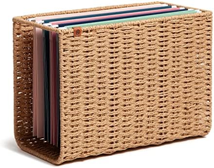 U Brands Woven Hanging File Basket, 1 Count, Desk Organizer, Natural Color