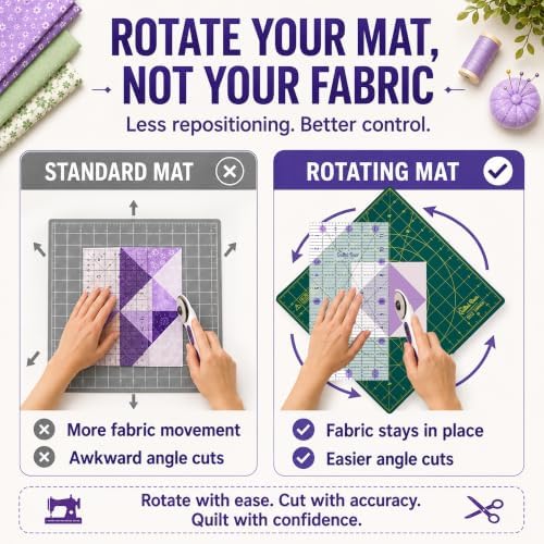 The Quilted Bear 12" x 12" Rotating Self-Healing Cutting Mat, Green