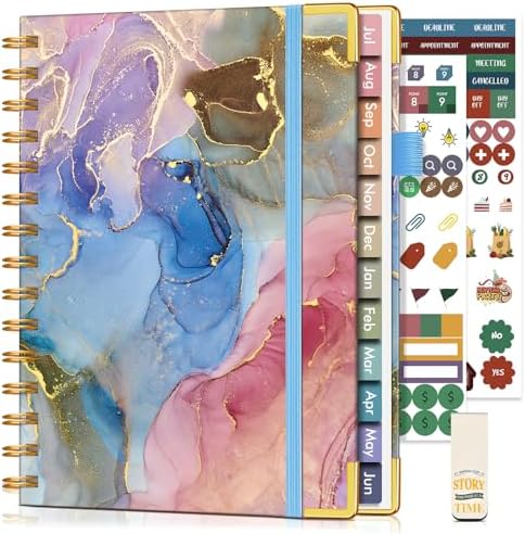 Academic Planner 2026-2027, Hardcover Weekly and Monthly Calendar Planner from July 2026 - June 2027, 6.1" x 8.2" A5 Daily Agenda with Tabs, College School Organizer for Student Teacher, Vibrant Watercolor