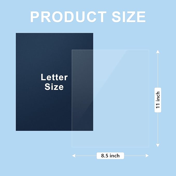 HOUYEE 100 Pack Binding Covers and Backs Set, 8.5x11 Inches, Letter Size | 50Pcs 12Mil PET Ultra Clear Binding Covers, 50Pcs 12Mil Navy Blue Plastic Sand Texture Polycovers, For Office School