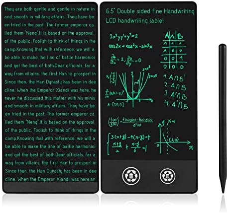 Mini LCD Writing Tablet 2 Sides Screen Erasable Reusable 6.5inch and 6inch Electronic Drawing Pads Portable Digital Scratchpad for Adults Kids Home Office (Black)