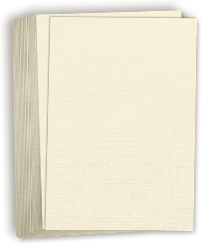 Hamilco Ivory Linen Textured Cardstock Paper 8.5x11-80lb Cover Heavyweight Card Stock with Linen Finish for Inkjet Printers, Resumes, Invitations & Stationery (50 Sheets)