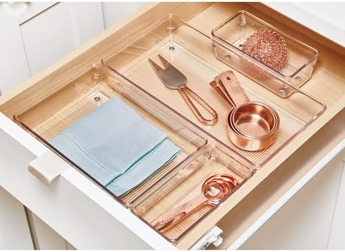 iDesign 4-Piece Kitchen Drawer Organizer Set, Clear