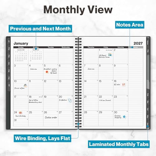 Dunwell 2026-2027 Planner 8.5x11, Weekly Monthly Academic Calendar