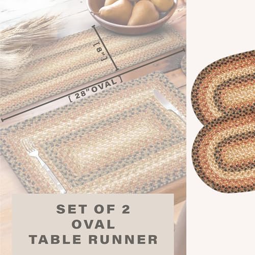 Homespice Russet Jute Braided Table Runner, Oval 8x28 Set of 2