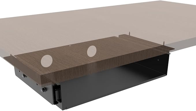 13 inch Under Desk Slide Out Storage Shelf with Cable Managment | Steel Sliding Under Desk Tray Drawer for Standing Desks, Workstations, Cabinet or Gaming