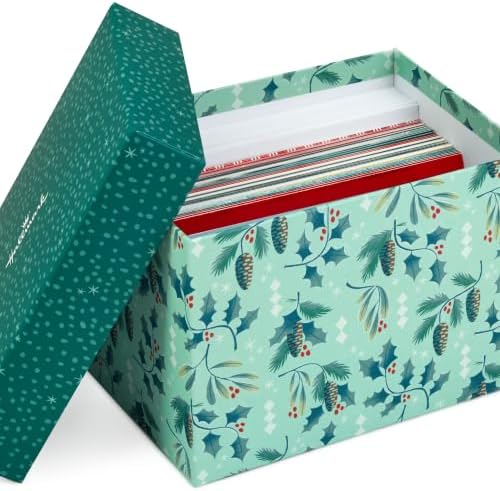 Hallmark Christmas Cards, Assorted 48-Pack with Organizer Box (Holly)