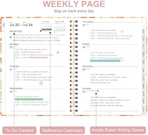Planner 2026-2027, Weekly and Monthly Academic Year Calendar Planner, July 2026 - June 2027, Daily Agenda Book for Office School Supplies, A5(6.3'' x 8.5'')