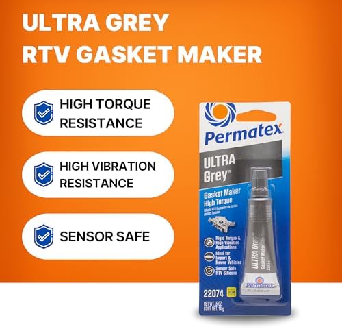 Permatex 22074 Ultra Grey Rigid High-Torque RTV Silicone Gasket Maker, 0.5 oz.