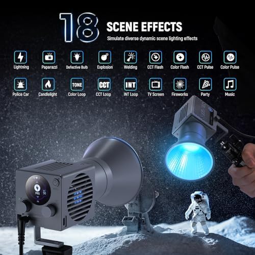 NEEWER 60W Portable RGB LED Video Light Handheld Fill Light, APP/2.4G/Panel Control 18 Scenes 8700Lux/1m 2700-6500K CRI97+ Dimmable COB Continuous Output Lighting for Video Recording Streaming, HS60C