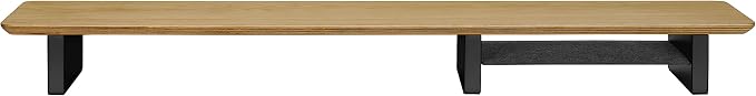 White Oak Wood Desk Shelf for Top of Desk 44 Inch Length Wood Monitor Riser with Middle Shelf