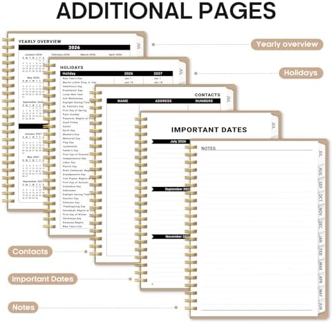 Taja Planner 2026-2027, 8.5" x 11" Calendar Planner, Jul 2026-Jun 2027 | Letter Hardcover Weekly & Monthly Academic Year Planner, Large Planning Agenda With Tabs, School & Office Supplies, Oat Brown