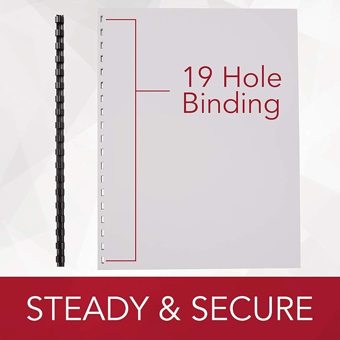 GBC Binding Spines/Spirals/Coils, 1/2" Diameter, 90 Sheet Capacity, CombBind, Black, 100 Pack (4000068)