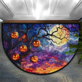 Moon Tree Half Round Door Mat Non Slip Washable Semi Circle Area Rug Absorbent Soft Half Moon Rug Floor Mat for Indoor Outdoor Kitchen Bathroom Patio Front Door Mat Decor