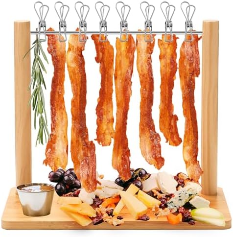 Bamboo 13 x 7.2 x 10.6 Inches Bacon Display Rack Wooden Bacon Tray