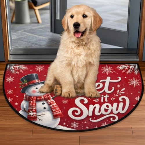 Christmas Half Round Door Mat Welcome Entrance Rug Outdoor Indoor A2