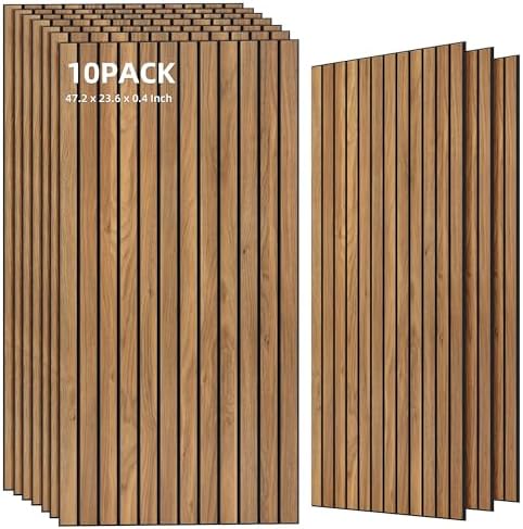 TO-TH Acoustic Panels Decorative Soundproof Wall Panel 10 Pack, Rustic Teak