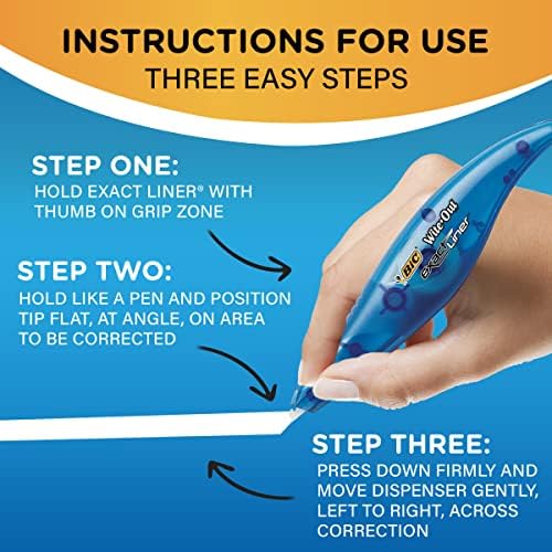 BIC Wite-Out Brand Exact Liner Correction Tape, 19.6 Feet, White, 10-Count | Fast, Clean, And Easy to Use | Tear-Resistant for Smooth Corrections | Clear Dispenser Shows Remaining Supply