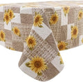 LIBERECOO 60" Round Vinyl Tablecloth Flannel Backing, Sunflower Stain-Resistant Waterproof Plastic Table Cover for Indoor/Outdoor