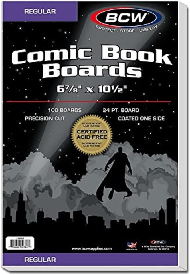 BCW Regular Comic Backing Boards | 100 Count Each | Acid-Free Storage Solution for Comic Collectors | Protection and Display for Comic Books