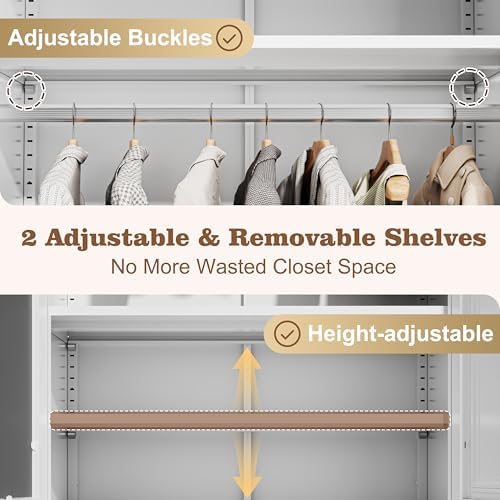 71" White Armoire Wardrobe Closet with Full Mirror