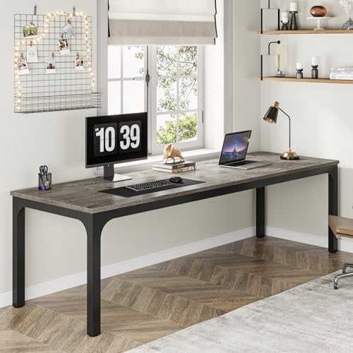 Tribesigns 78.7 Inches Extra Long Computer Desk 2 Person Desk, Double Long Desk, Workstaion for Home Office (Gray+Black)