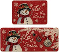 Artoid Mode Snowman Let It Snow Snowflake Christmas Kitchen Mats Set of 2, Winter Home Decor Low-Profile Kitchen Rugs for Floor - 24x35 and 24x59 Inch