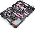 Amazon Basics 142-Piece Household Tool Kit for Home Repair, Hand Tools with Storage Case, 13.39 x 9.25 x 2.95 inch, Pink