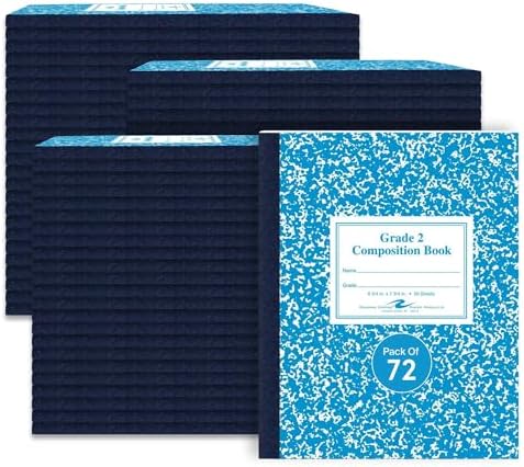 ROARING SPRING Primary Composition Book, Handwriting Notebook for Kids (K - 2nd Grade), Grade 2 Ruled, 3/4" Skip-Line Manuscript Paper, Flexible Cover, 9.75" x 7.5", 50 Sheets/100 Pages, 72 Pack
