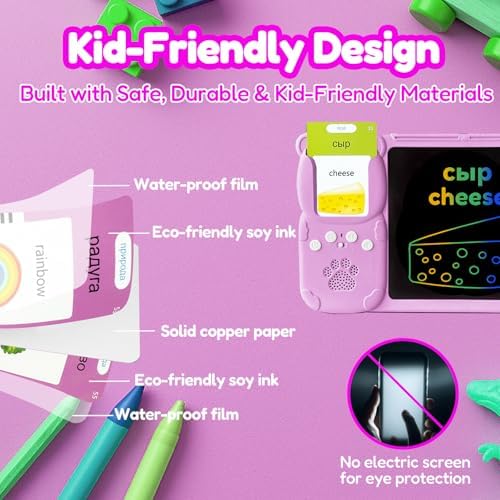 Writing Tablet with Bilingual Flash Cards for Kid, Russian, Pink