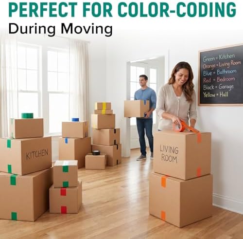 3" x 110 Yards Green Packing Tape, 2 Rolls - 2.0 Mil Carton Sealing Tape