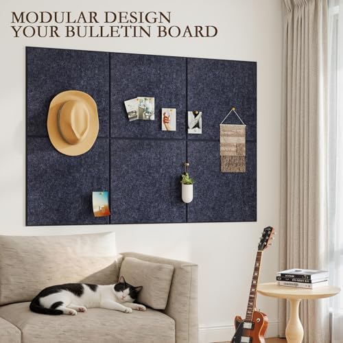 JBER Cork Board Alternative, 6 Pack 36" x 24" Felt Board, Starlight Blue