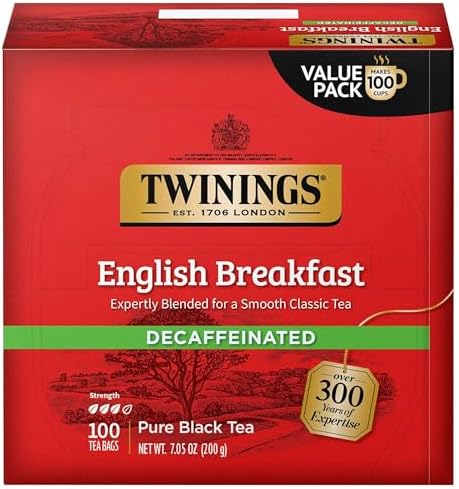 Twinings Decaffeinated English Breakfast Black Tea Bags 100 CT Box (1 Pack)