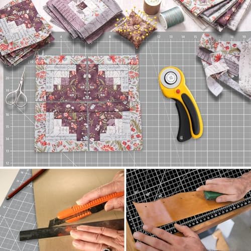 Headley Tools Thickened 36 x 48 Inch Self Healing Sewing Cutting Mat, A0 Rotary Cutting Sewing Mat for Crafts, Double Sided 5-Ply Table Cutting Board for Fabric Quilting Leather Hobby, (Grey/Black)
