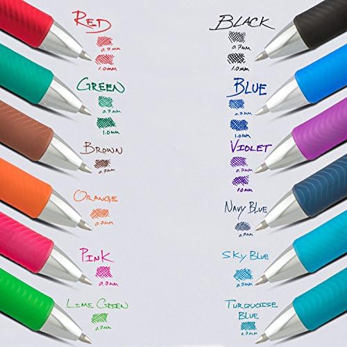 Pentel EnerGel RTX Retractable Liquid Gel Pen, (0.7mm) Medium Line, Metal Tip, Assorted Ink, 10-Pk (BL77BP10M)
