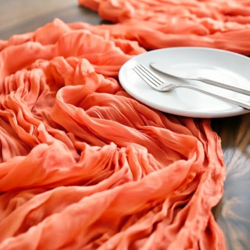 Orange Cheesecloth Table Runner Fall Boho Wedding Birthday Home Decor