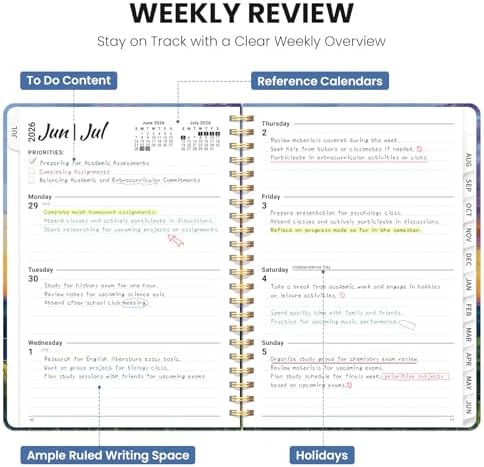 Large Planner 2026-2027, A4 (8.5" x 11") Hardcover Weekly & Monthly Planner July 2026 - June 2027 with Monthly Tabs, Academic Planner for School, Work and Office, Golden Horizon