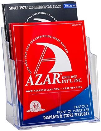 Azar Displays, 252380, Letter Size Brochure Holder, 2 Tier Literature Display, Flyer Organizer for Retail, Office Supplies Organizer, Magazine, File & Document Holder for Counter or Wall, Clear