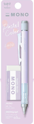 Tombow MONO Graph and MONO Eraser, 0.5 mm, Lavender, Precision with 4 mm Tip, Innovative Shake Mechanism, More Stable Brass Pliers, Refillable, Includes Eraser [SH-MG94-PE04A]