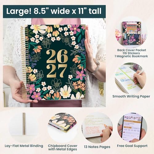 bloom daily planners HARDCOVER Planner 2026-2027 (8.5" x 11") Academic Year (July 2026 - July 2027) - 13 Months Task Goal Planner for Women - Monthly & Weekly Agenda Book - Blooming Wildly