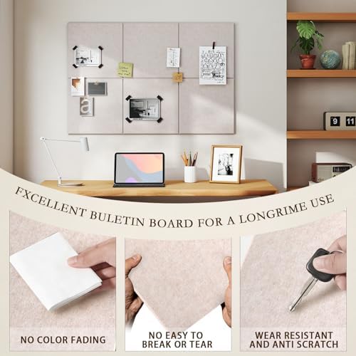 JBER Cork Board Alternative, 6 Pack 36" x 24" Felt Board, Light Camel
